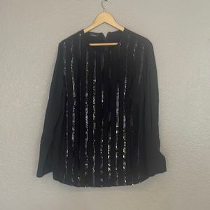 Women Formal blouse long sleeves sequin Color Black
